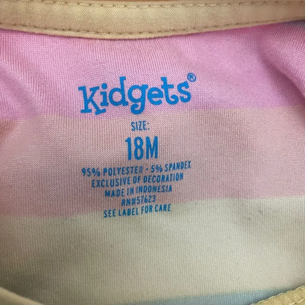 Kidgets Rainbow Stripe‎ Romper Baby Girls 18M Short Sleeve Elastic Waist Pocket